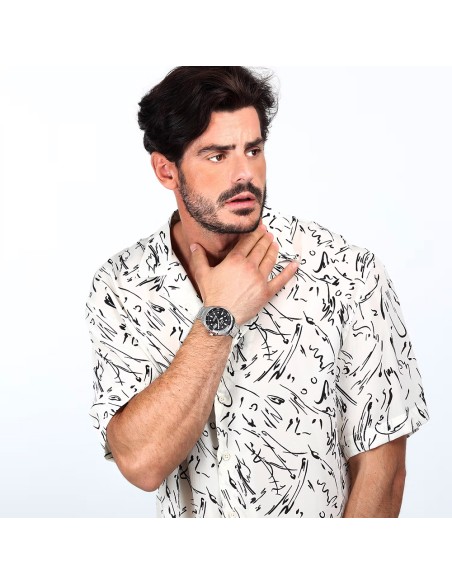 Orologio Sector Oversize Uomo Acciaio Nero con Datario