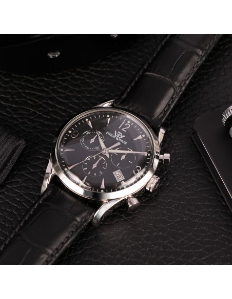 Orologio PHILIP WATCH uomo Sunray crono pelle nero