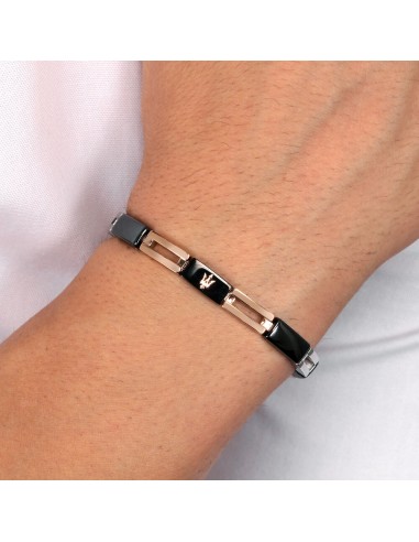 Bracciale MASERATI uomo Ceramic acciaio / oro rosa
