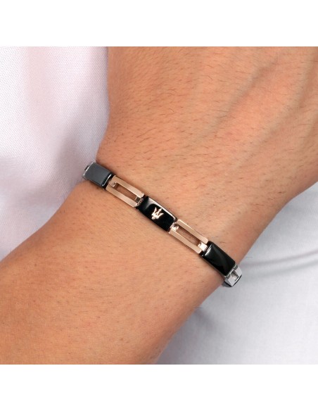 Bracciale MASERATI uomo Ceramic acciaio / oro rosa