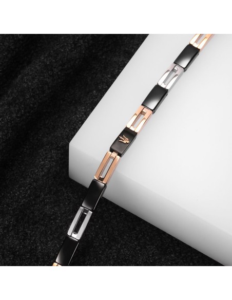 Bracciale MASERATI uomo Ceramic acciaio / oro rosa