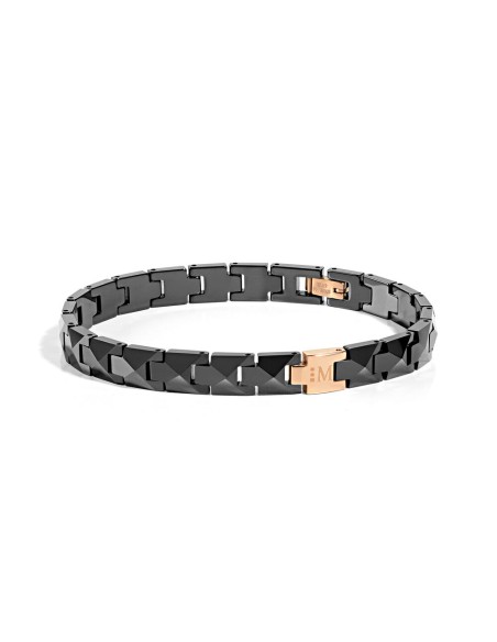 Morellato Ceramic – Bracciale Uomo Nero con Inserti Oro Rosa (SACU03)