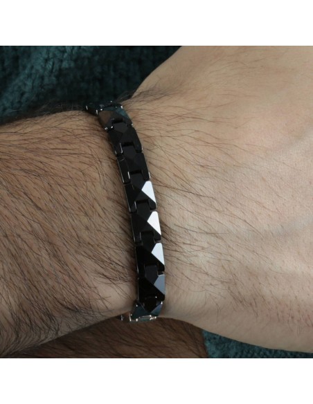Morellato Ceramic – Bracciale Uomo Nero con Inserti Oro Rosa (SACU03)