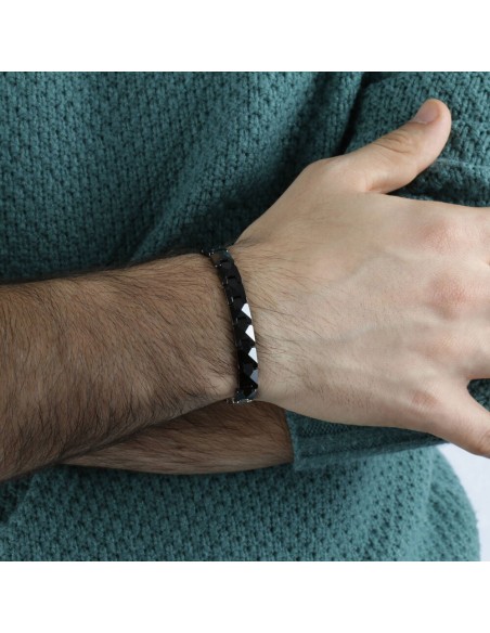 Morellato Ceramic – Bracciale Uomo Nero con Inserti Oro Rosa (SACU03)