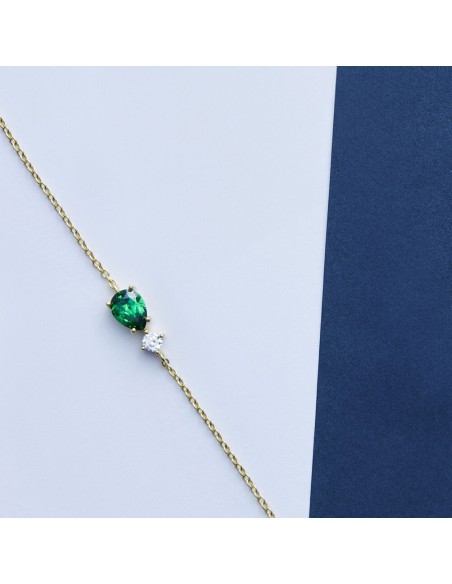 Morellato Tesori – Bracciale Dorato con Zircone Verde Goccia (SAIW199)