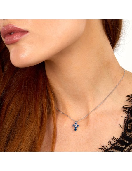 Collana Morellato Tesori – Croce Zirconi Blu e Bianchi (SAIW216)