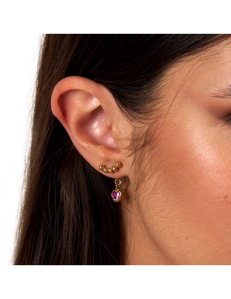 Orecchini Emily in Paris – Cuori Rosa e Acciaio Dorato (SAIX32)