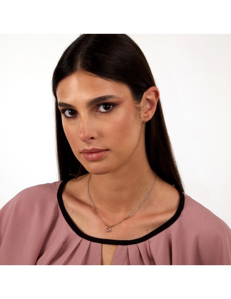 Collana Emily in Paris – Cuore Rosa Acciaio e Oro (SAIX33)
