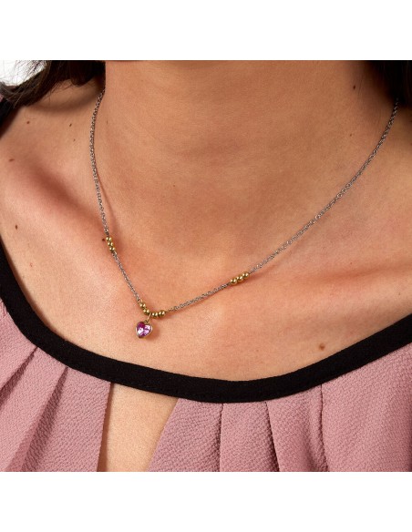 Collana Emily in Paris – Cuore Rosa Acciaio e Oro (SAIX33)