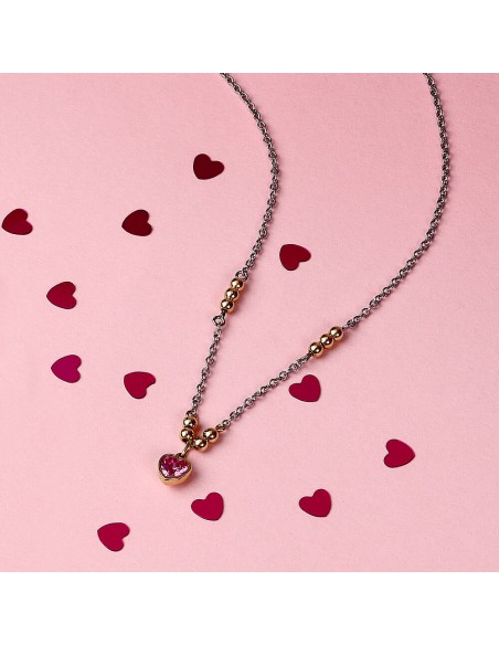 Collana Emily in Paris – Cuore Rosa Acciaio e Oro (SAIX33)
