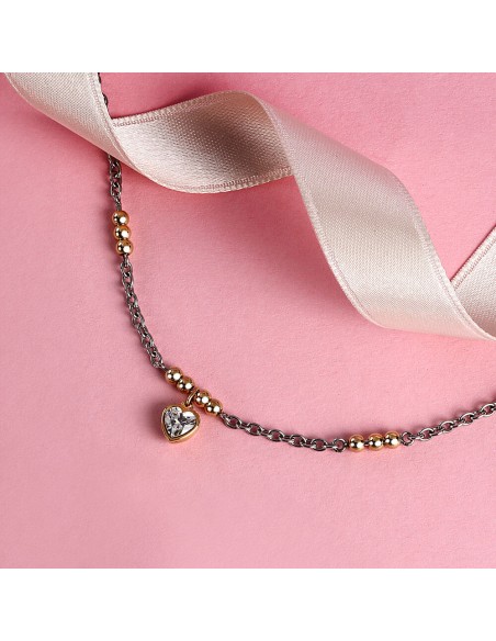 Bracciale Emily in Paris – Cuore Bianco Acciaio e Oro (SAIX34)