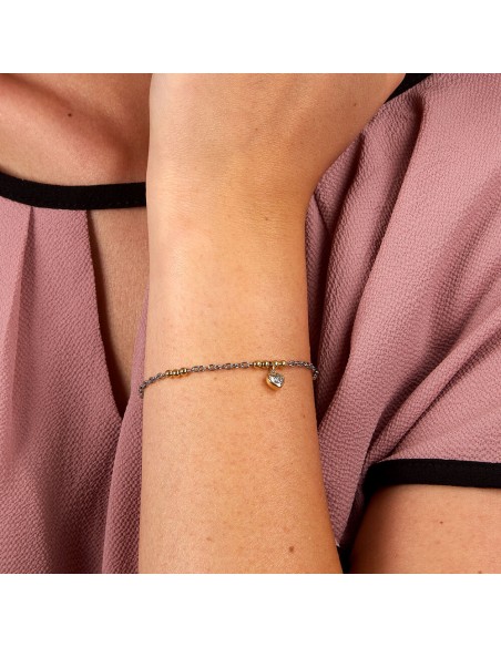 Bracciale Emily in Paris – Cuore Bianco Acciaio e Oro (SAIX34)