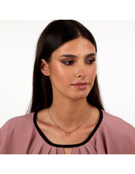 Collana Emily in Paris – Cuore Bianco Acciaio e Oro (SAIX36)