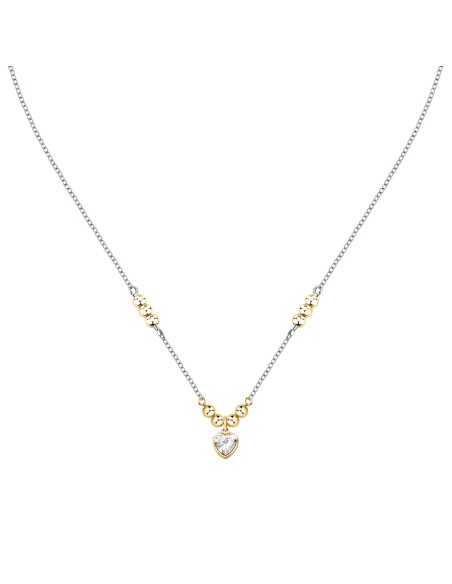 Collana Emily in Paris – Cuore Bianco Acciaio e Oro (SAIX36)