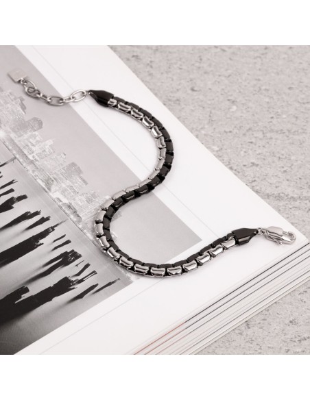 Bracciale Uomo Morellato Motown Acciaio Nero Silver (SALS55)