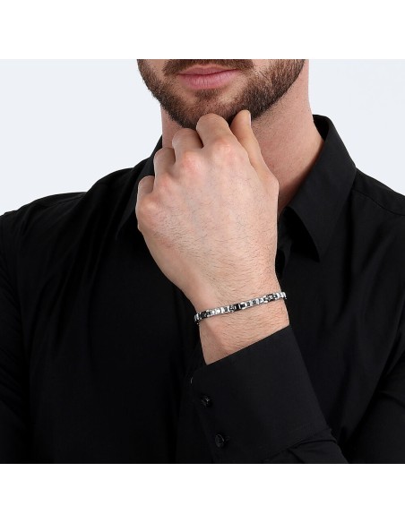 Bracciale Uomo Morellato Acciaio Silver Nero 33g (SALS78)