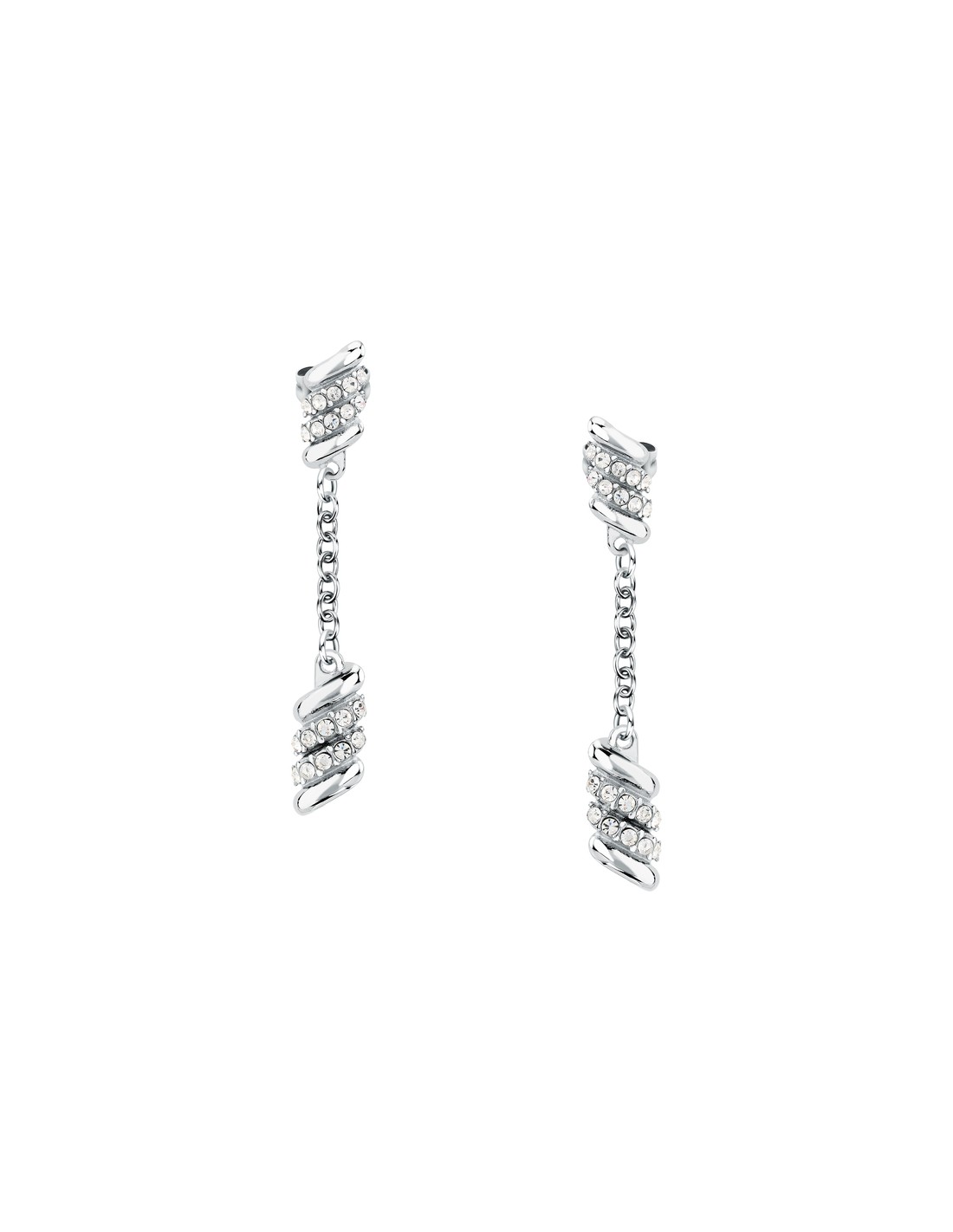 Morellato Collana Donna Torchon In Acciaio E Cristalli Bianchi - SAWZ03, Lunghezza 40+2 Cm, Chiusura A Moschettone, Regalo