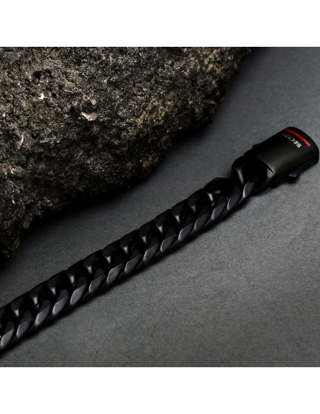 Bracciale Uomo Sector Bold Nero in Acciaio Maglia Grossa (SAXS06)