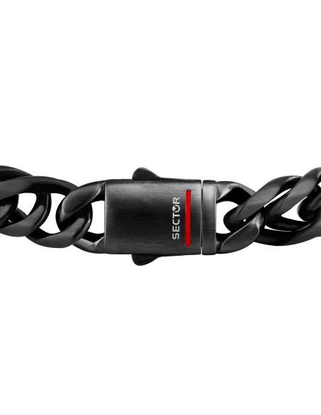 Bracciale Uomo Sector Bold Nero in Acciaio Maglia Grossa (SAXS06)