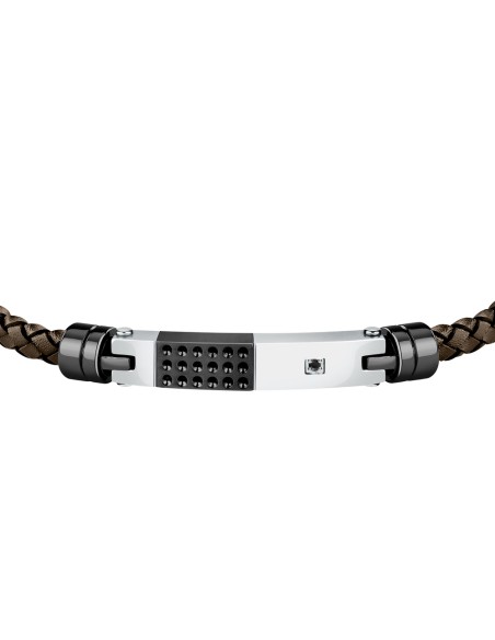 Bracciale Morellato Uomo Pelle Marrone Nero e Acciaio (SQH57)
