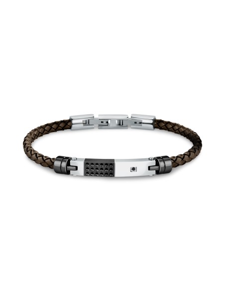 Bracciale Morellato Uomo Pelle Marrone Nero e Acciaio (SQH57)