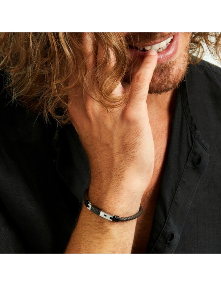 Bracciale Morellato Uomo Pelle Marrone Nero e Acciaio (SQH57)