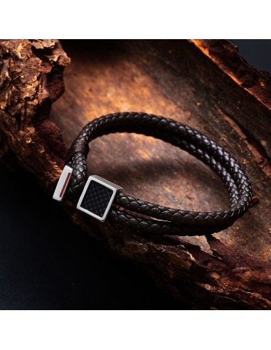 Bracciale Sector Uomo Pelle Marrone Intrecciata...