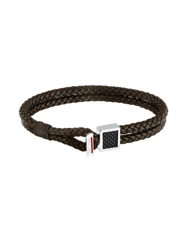 Bracciale Sector Uomo Pelle Marrone Intrecciata...