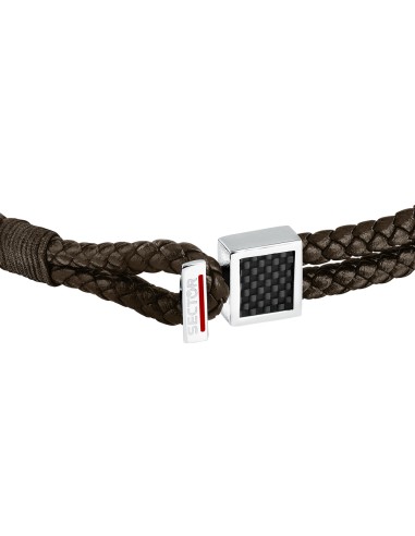 Bracciale Sector Uomo Pelle Marrone Intrecciata...