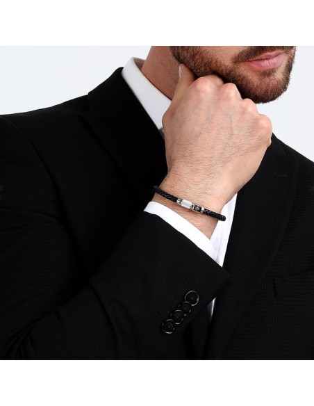 Maserati Jewels – Bracciale Uomo Pelle Nera e Acciaio (JM223AVE17)