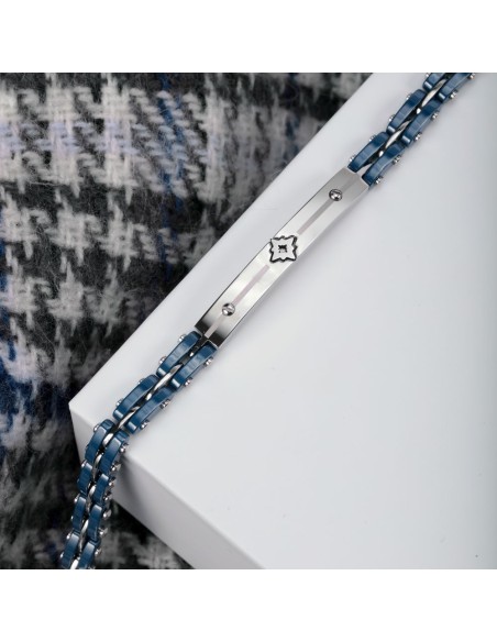 Bracciale Sector Ceramic Acciaio e Blu per Uomo (SAFR14)