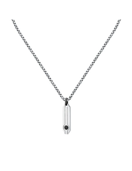Collana Sector Basic Uomo Acciaio Silver con Pendente Nero (SZS124)