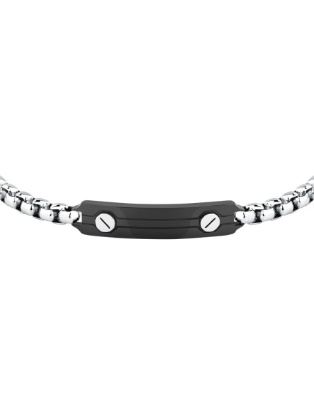 Bracciale Sector Basic Uomo Acciaio Silver con Dettagli Neri (SZS126)