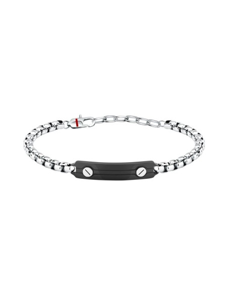 Bracciale Sector Basic Uomo Acciaio Silver con Dettagli Neri (SZS126)