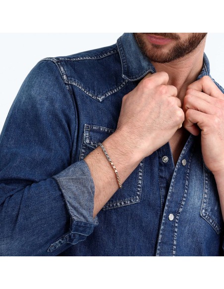 Bracciale Sector Basic Uomo Acciaio Bicolore Silver e Rose Gold (SZS94)