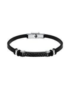 Bracciale Sector Bandy Uomo Pelle Nera e Acciaio Silver...