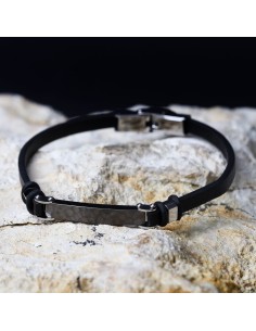 Bracciale Sector Bandy Uomo Pelle Nera e Acciaio Silver... 2