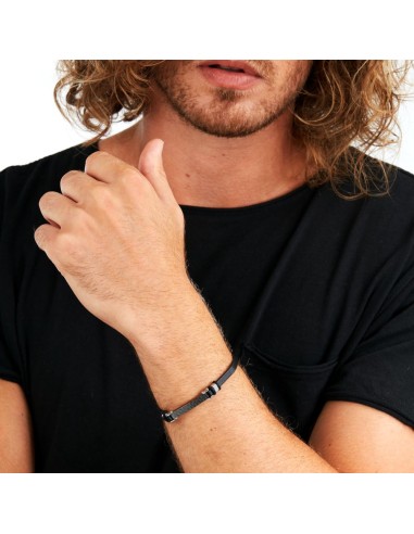 Bracciale Sector Bandy Uomo Pelle Nera e...