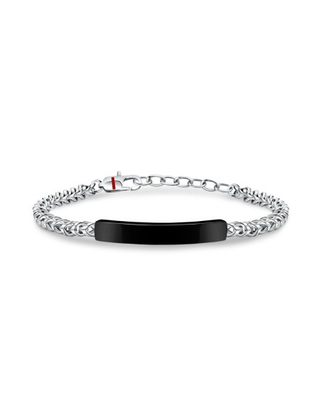 Bracciale Sector Basic Uomo Acciaio Silver con Placca Nera (SZS106)