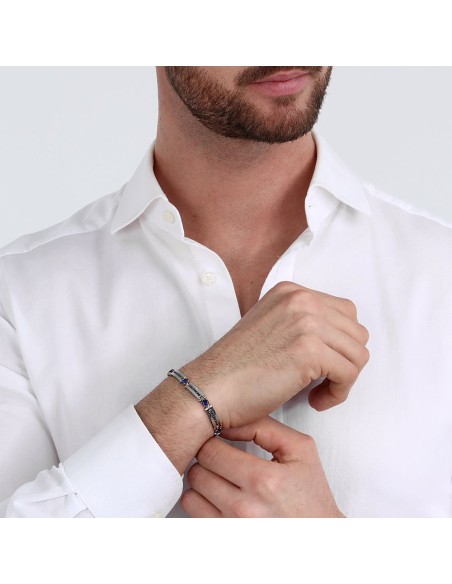 Bracciale Uomo Morellato Urban Acciaio Blue & Black Zirconi (SABH23)