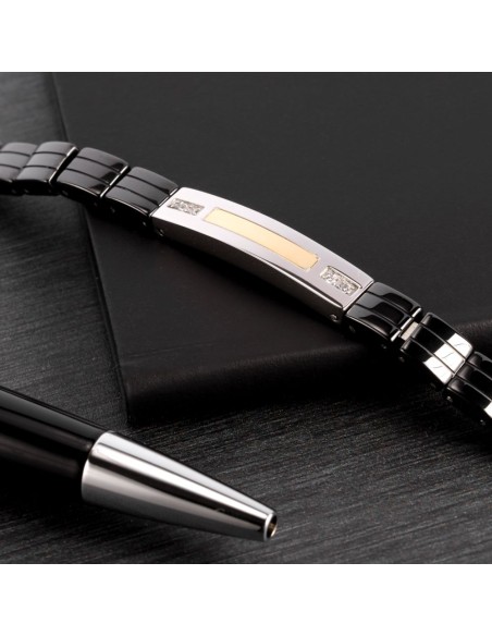 Bracciale Morellato Gold Uomo Silver Nero Oro (SATM11)