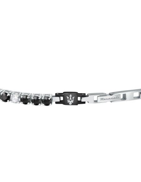Maserati – Bracciale Uomo Acciaio con Zirconi Nero Bianco (JM222AVC05)