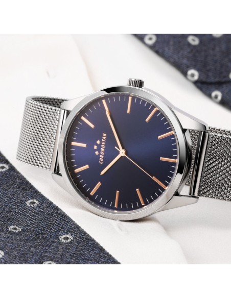 Chronostar Classique – Orologio Uomo Silver con Quadrante Blu (R3753298008)