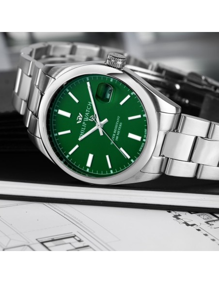 Philip Watch Caribe – Orologio Uomo Acciaio Verde (R8253597643)