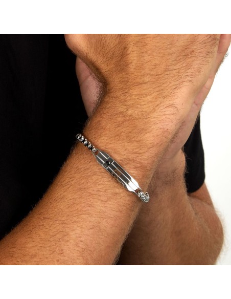 Sector Basic – Bracciale Uomo Silver in Acciaio con Piastrina (SZS125)
