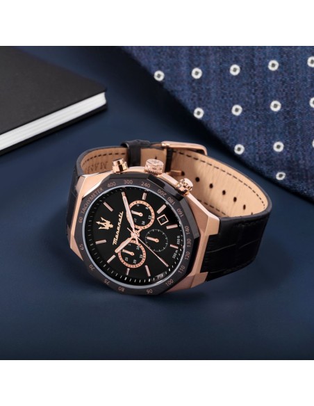 Maserati Stile – Cronografo Uomo Nero Rose Gold Pelle (R8871642001)