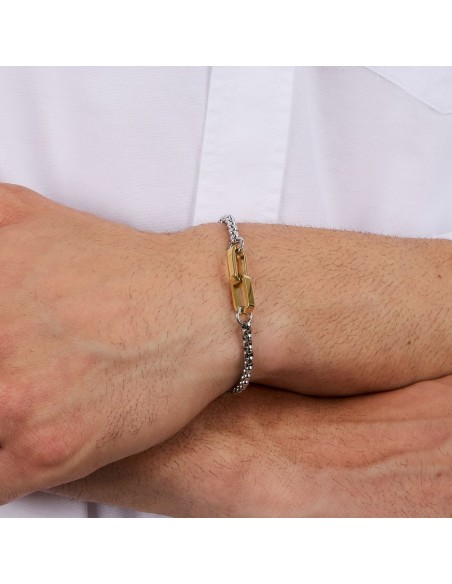Morellato Motown – Bracciale Uomo Acciaio Silver e Gold (SABY14)