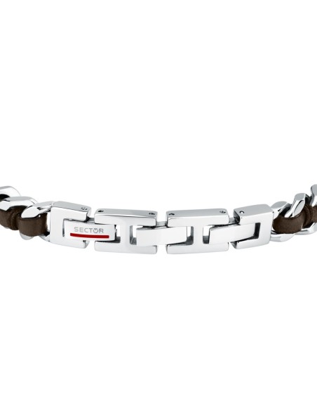 Sector Bandy – Bracciale Uomo Acciaio e Pelle Marrone (SZV123)