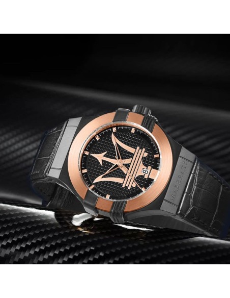 Maserati Potenza – Orologio Uomo Nero Oro Rosa Pelle (R8851108032)