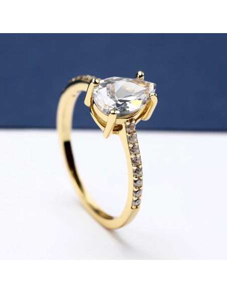 Morellato Tesori – Anello Solitario Dorato con Zircone Bianco (SAIW210)